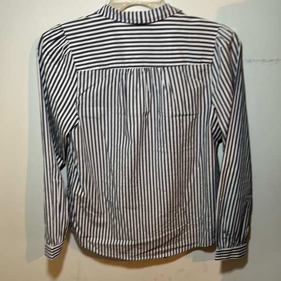 J. Crew Navy Blue and White, Tie Front Blouse - Picture 5 of 9